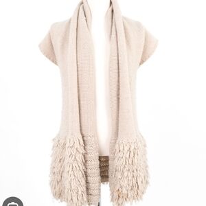 Zara Knit Medium Open Front Wool Mix Beige Rare Cardigan